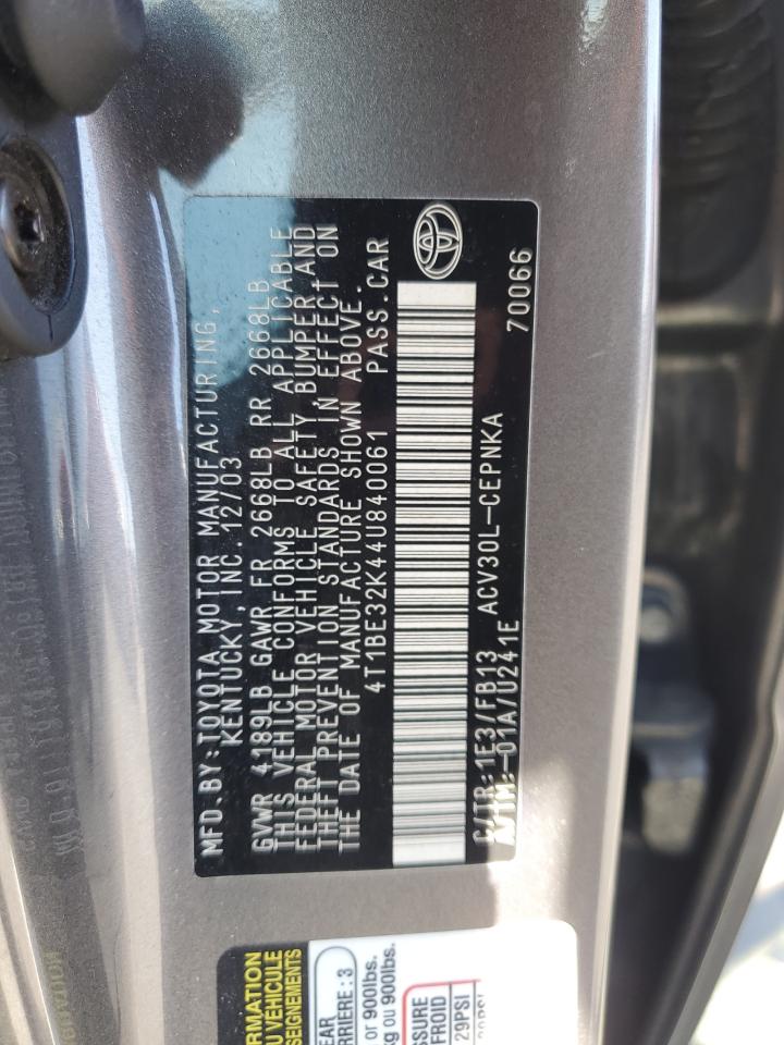 2004 Toyota Camry Le VIN: 4T1BE32K44U840061 Lot: 80919485