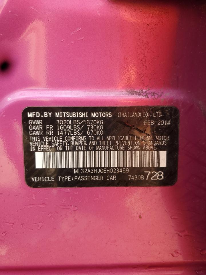 2014 Mitsubishi Mirage De VIN: ML32A3HJ0EH023469 Lot: 80383885