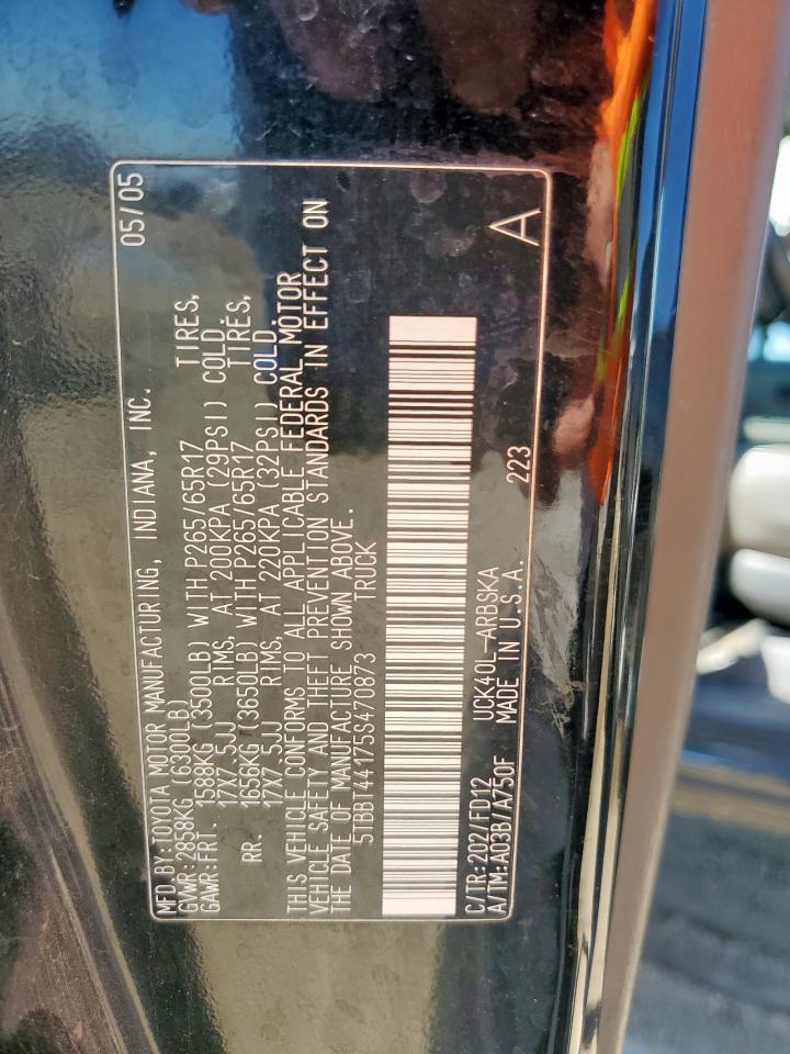 2005 Toyota Tundra Access Cab Sr5 VIN: 5TBBT44175S470873 Lot: 80291665