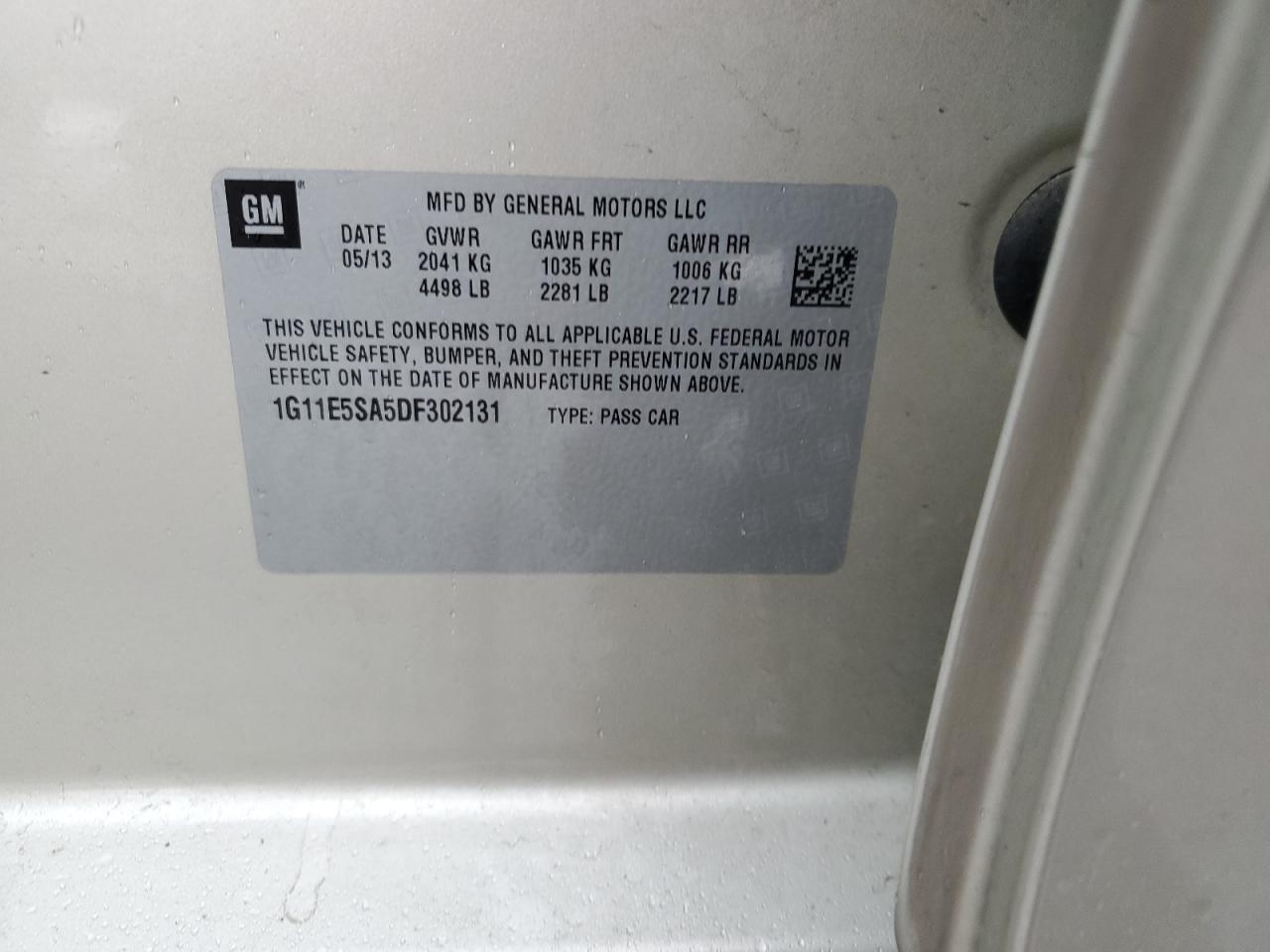 2013 Chevrolet Malibu 2Lt VIN: 1G11E5SA5DF302131 Lot: 84652255