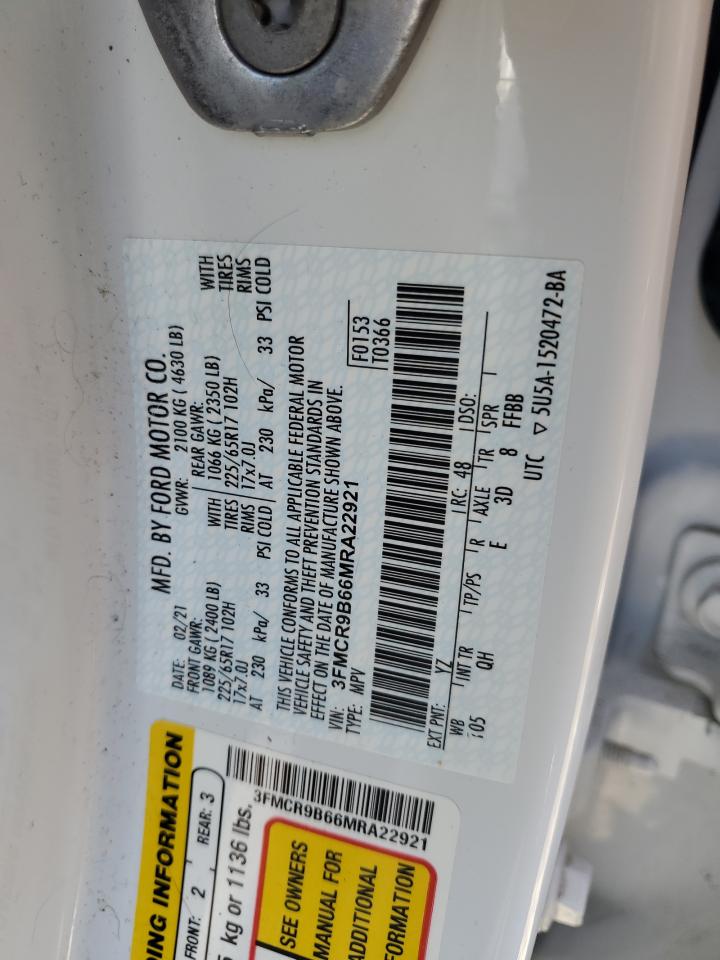 2021 Ford Bronco Sport Big Bend VIN: 3FMCR9B66MRA22921 Lot: 80818175