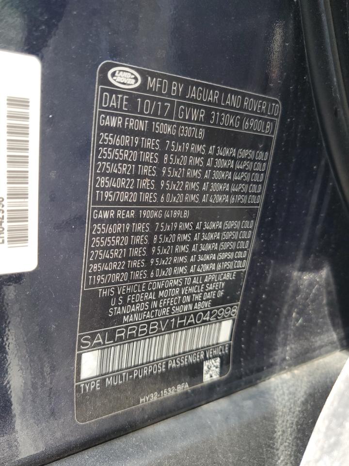 2017 Land Rover Discovery Hse VIN: SALRRBBV1HA042998 Lot: 81615955