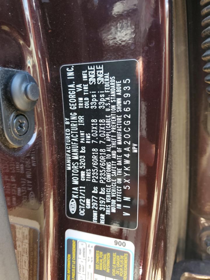 2012 Kia Sorento Sx VIN: 5XYKW4A20CG265935 Lot: 80266425