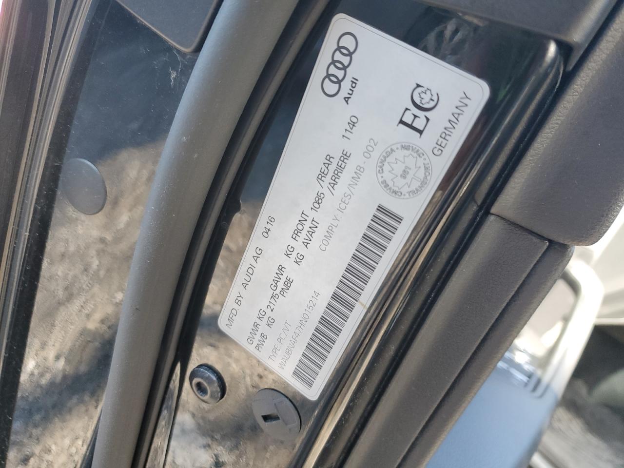 2017 Audi A4 Progressiv VIN: WAUBNAF47HN015214 Lot: 70911405