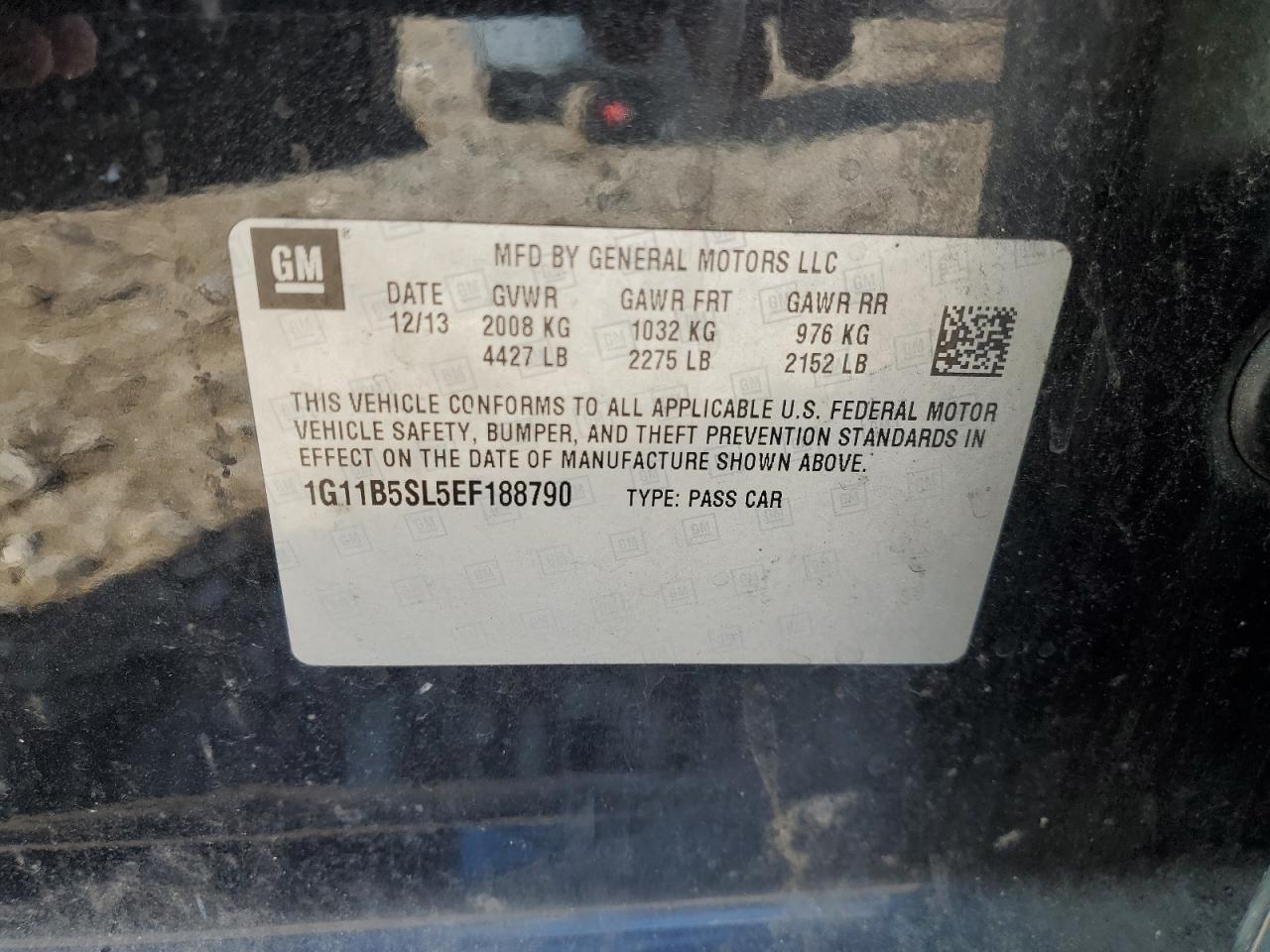 2014 Chevrolet Malibu Ls VIN: 1G11B5SL5EF188790 Lot: 71593865