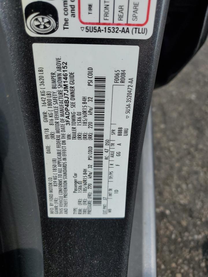 2018 Ford Fiesta Se VIN: 3FADP4BJ7JM146152 Lot: 71491255