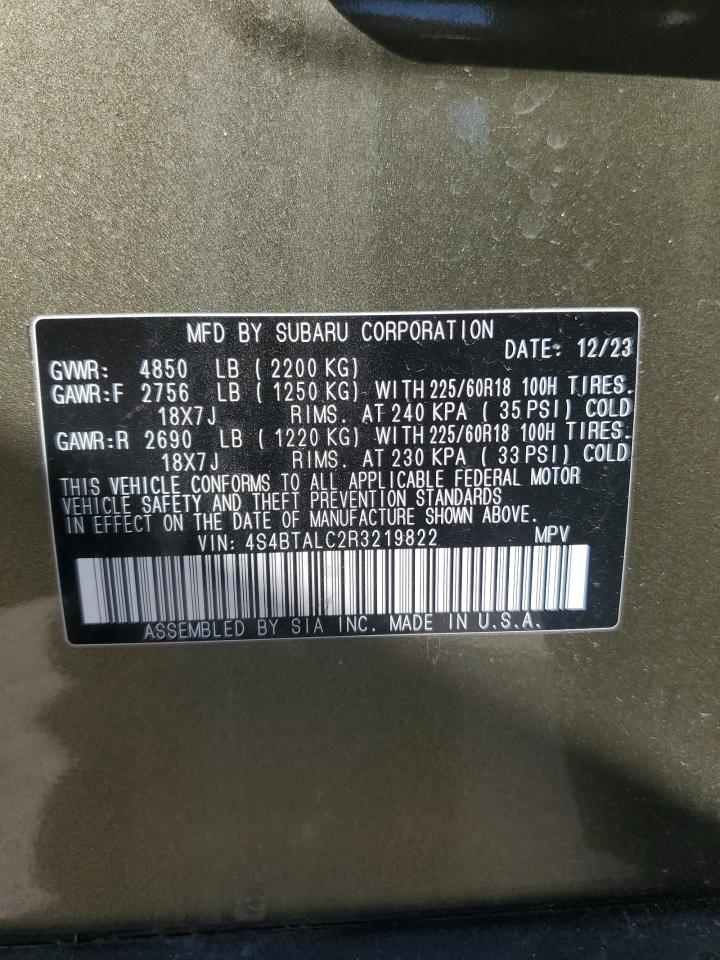 2024 Subaru Outback Onyx Edition VIN: 4S4BTALC2R3219822 Lot: 83933865