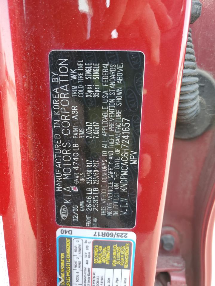 2017 Kia Sportage Lx VIN: KNDPMCAC6H7241657 Lot: 71848615