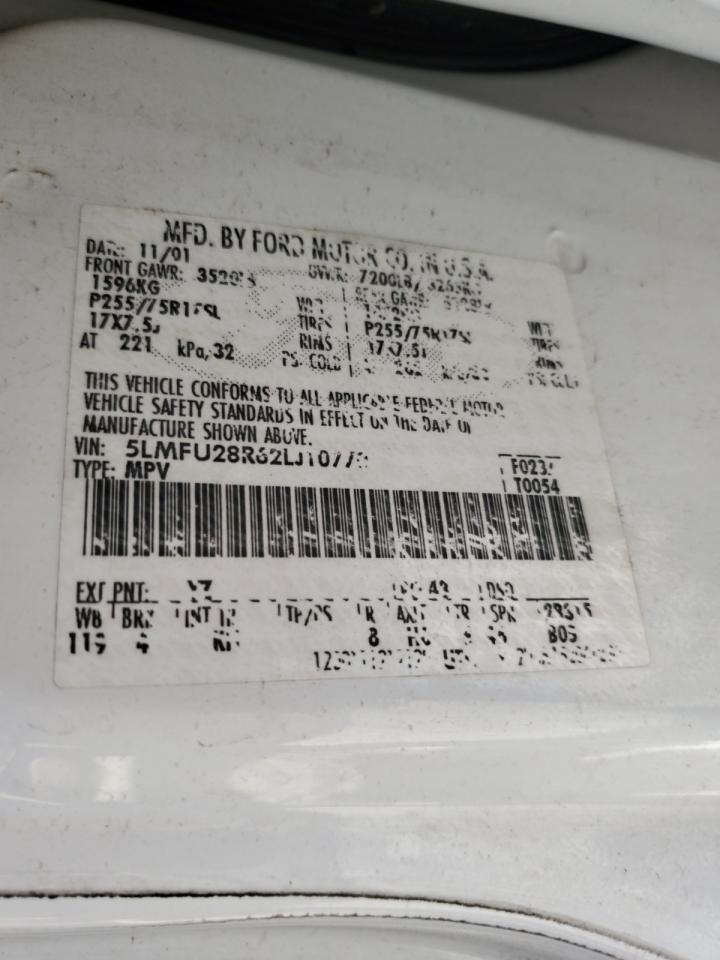 2002 Lincoln Navigator VIN: 5LMFU28R62LJ10770 Lot: 81852735