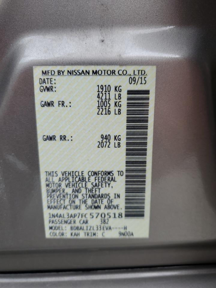 2015 Nissan Altima 2.5 VIN: 1N4AL3AP7FC570518 Lot: 71719575