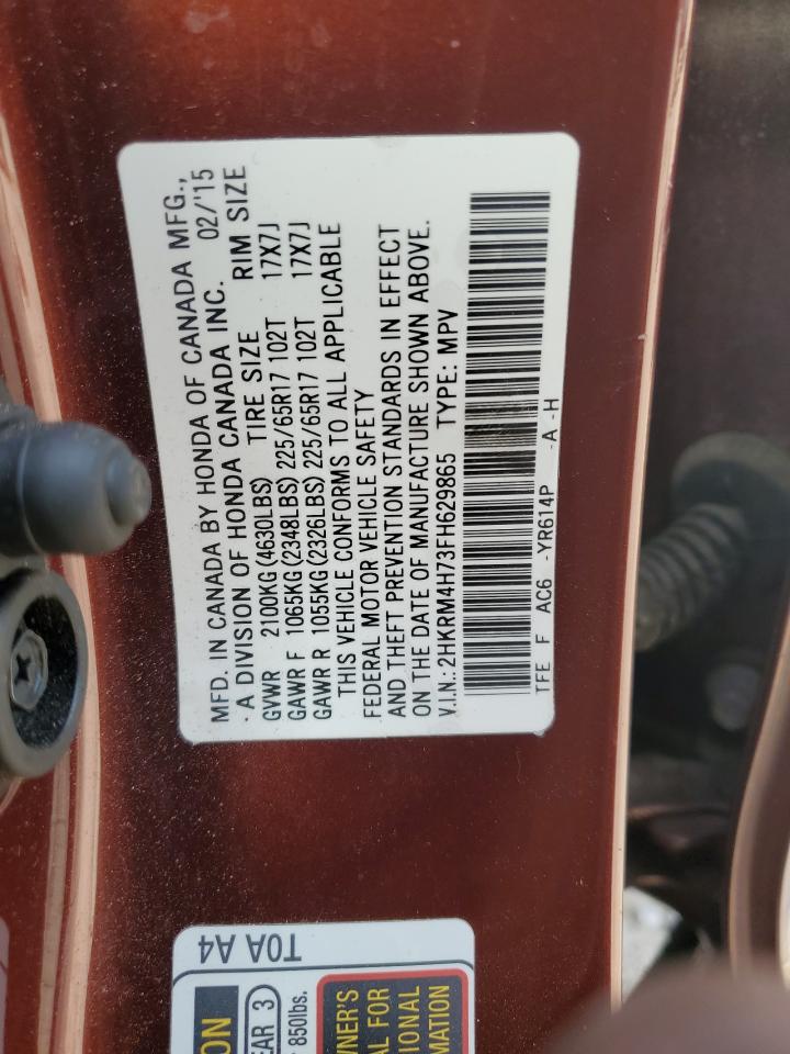 2015 Honda Cr-V Exl VIN: 2HKRM4H73FH629865 Lot: 82164365