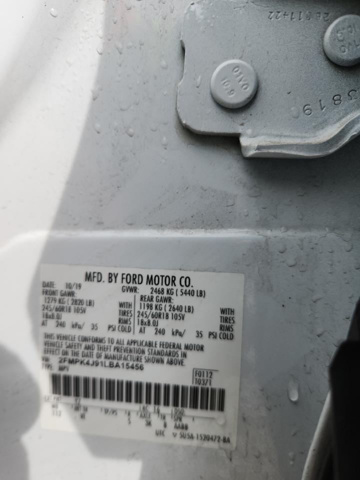 2020 Ford Edge Sel VIN: 2FMPK4J91LBA15456 Lot: 81400675
