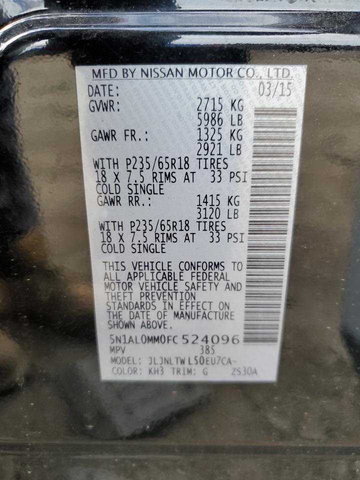 2015 Infiniti Qx60 VIN: 5N1AL0MM0FC524096 Lot: 80746975