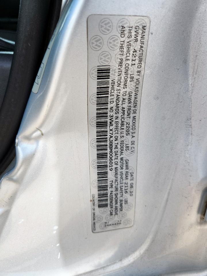 2011 Volkswagen Jetta Sel VIN: 3VWLX7AJ8BM006019 Lot: 81726355