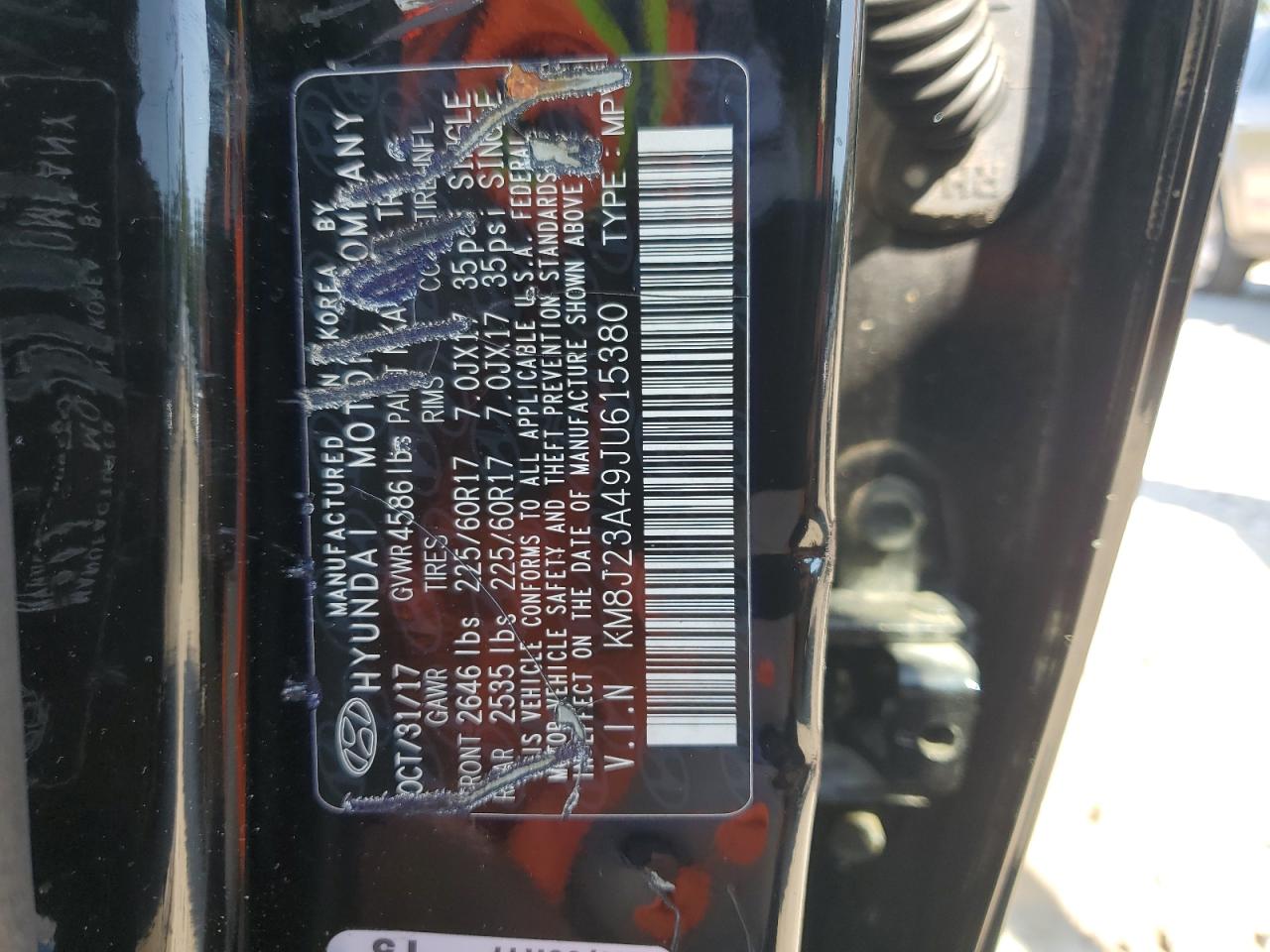 2018 Hyundai Tucson Se VIN: KM8J23A49JU615380 Lot: 71984725