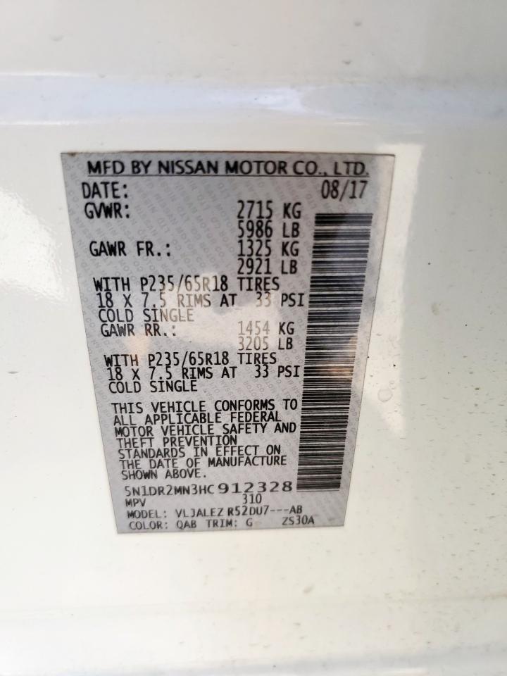 2017 Nissan Pathfinder S VIN: 5N1DR2MN3HC912328 Lot: 81646675