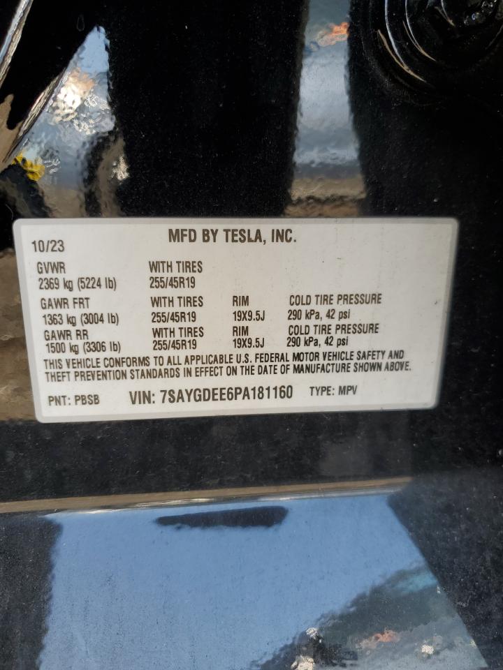 2023 Tesla Model Y VIN: 7SAYGDEE6PA181160 Lot: 71711575