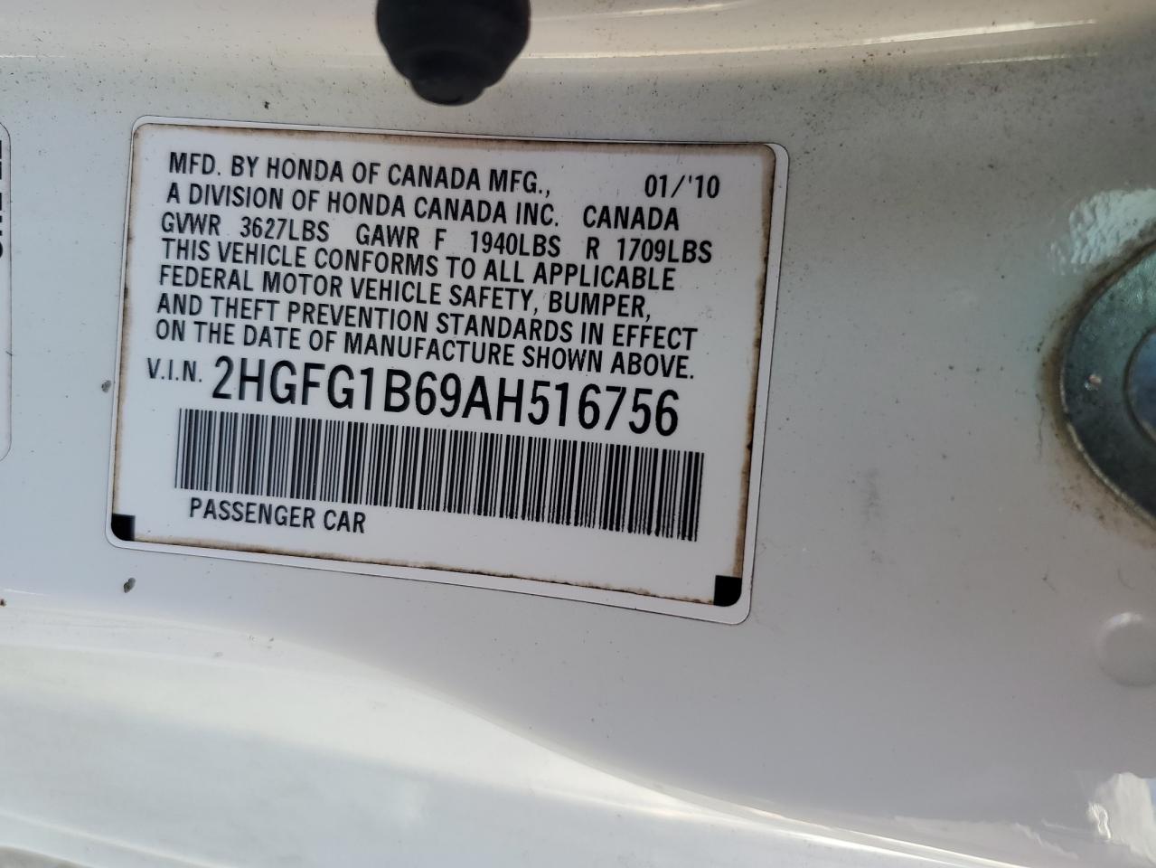 2010 Honda Civic Lx VIN: 2HGFG1B69AH516756 Lot: 81006815