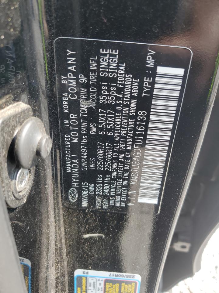 2015 Hyundai Tucson Limited VIN: KM8JU3AG0FU116138 Lot: 81184925