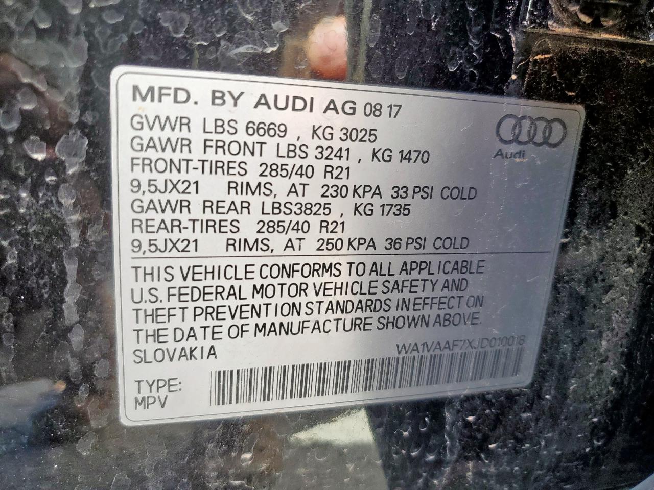2018 Audi Q7 Prestige VIN: WA1VAAF7XJD010018 Lot: 84273375