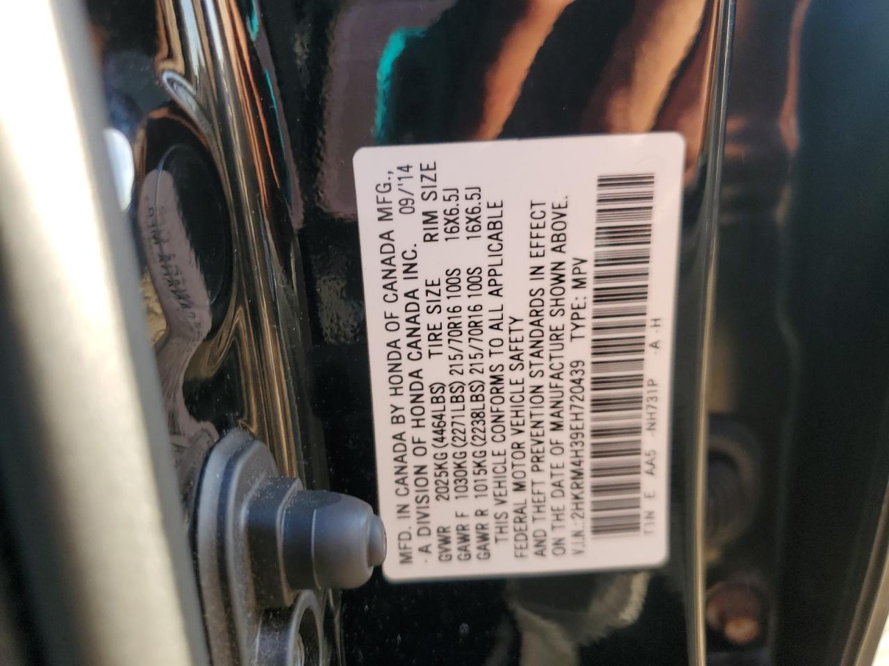 2014 Honda Cr-V Lx VIN: 2HKRM4H39EH720439 Lot: 83977015