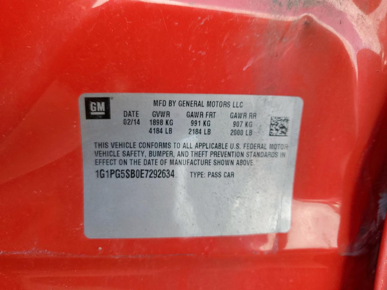 2014 Chevrolet Cruze Ltz VIN: 1G1PG5SB0E7292634 Lot: 71633895