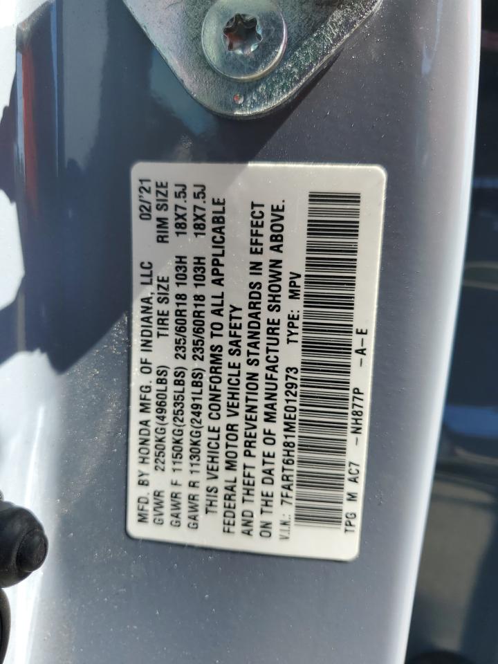 2021 Honda Cr-V Exl VIN: 7FART6H81ME012973 Lot: 81021735