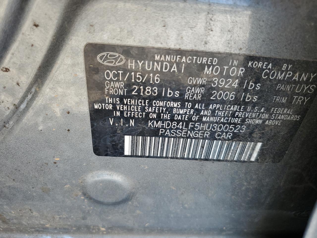 2017 Hyundai Elantra Se VIN: KMHD84LF5HU300523 Lot: 81064425