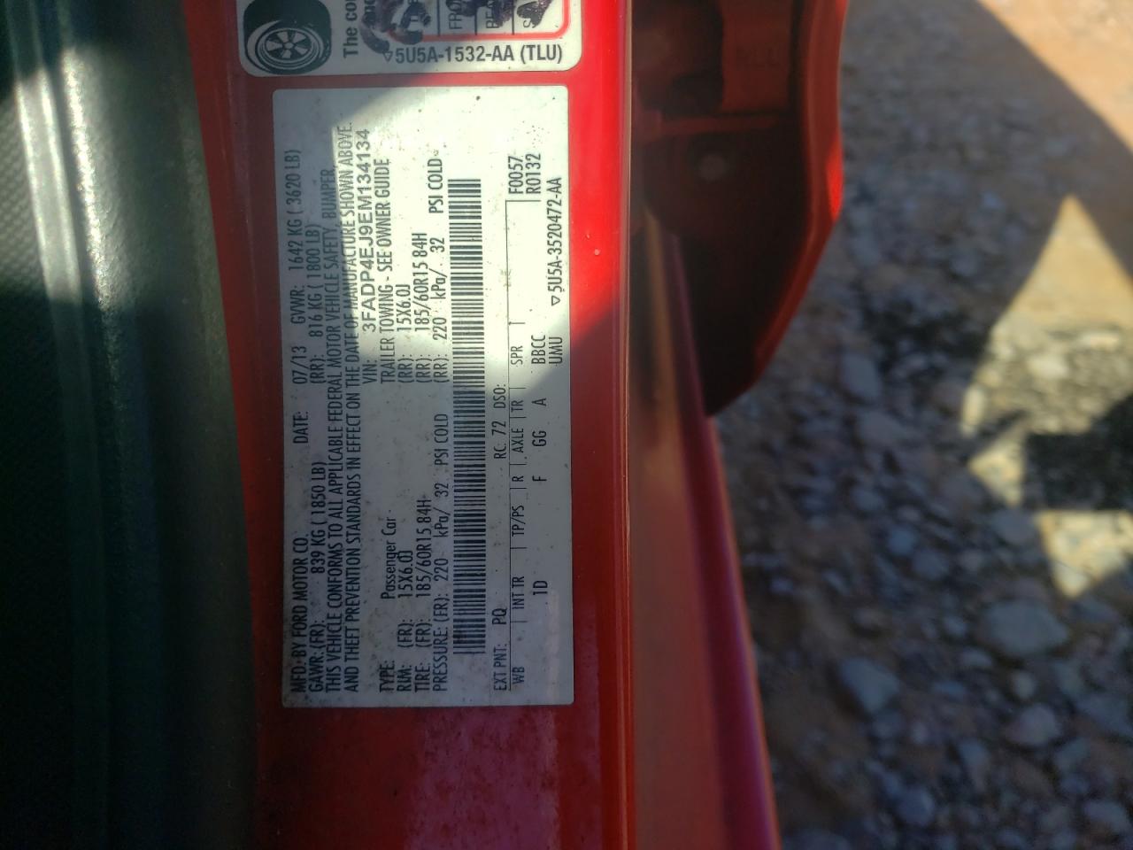 2014 Ford Fiesta Se VIN: 3FADP4EJ9EM134134 Lot: 84194005