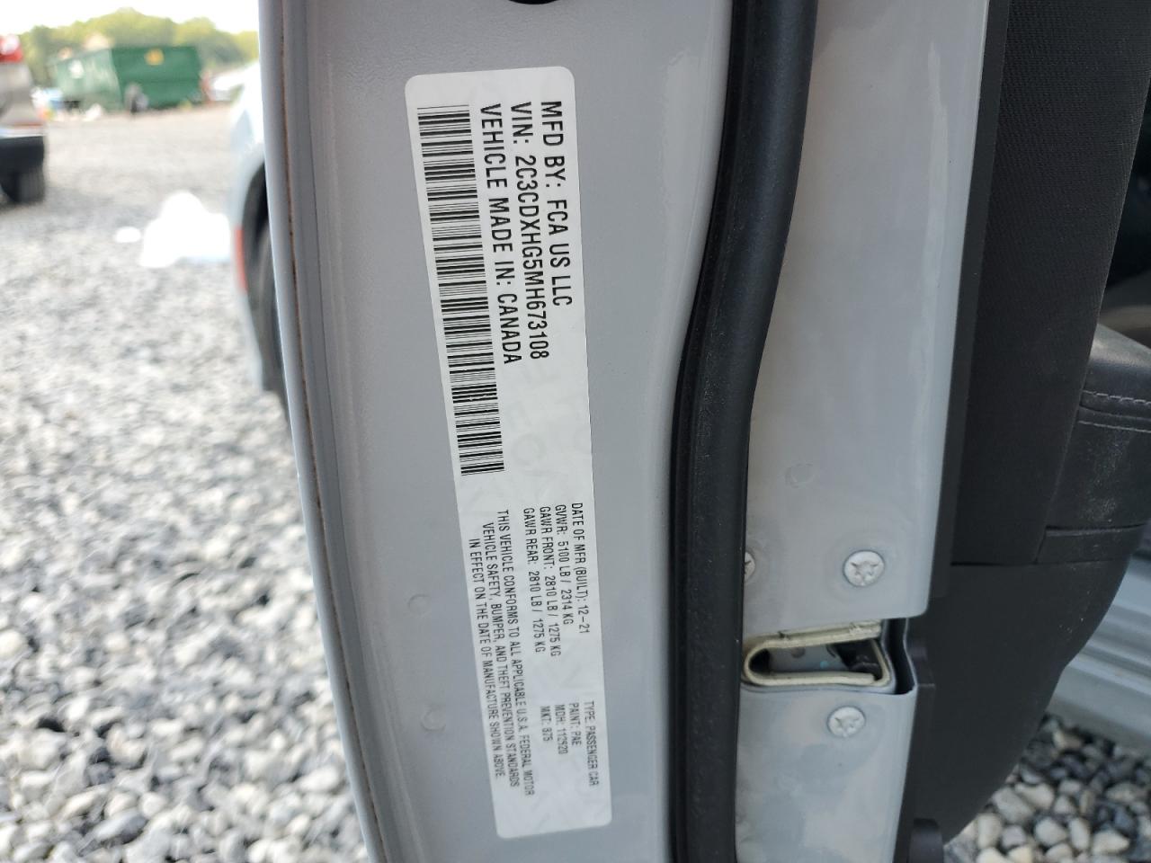 2021 Dodge Charger Gt VIN: 2C3CDXHG5MH673108 Lot: 68295755