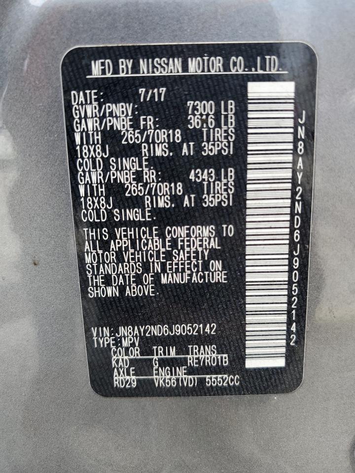 2018 Nissan Armada Sv VIN: JN8AY2ND6J9052142 Lot: 71520175