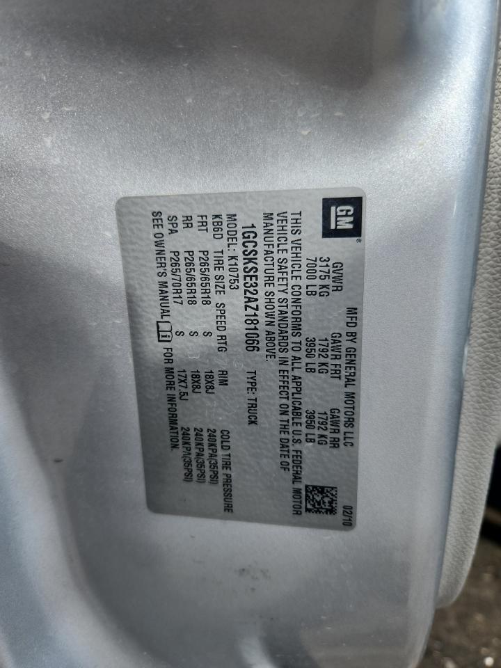 2010 Chevrolet Silverado K1500 Lt VIN: 1GCSKSE32AZ181066 Lot: 84465875