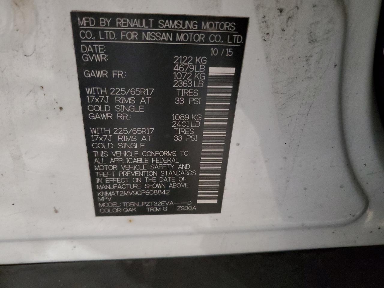 2016 Nissan Rogue S VIN: KNMAT2MV9GP608842 Lot: 72083745