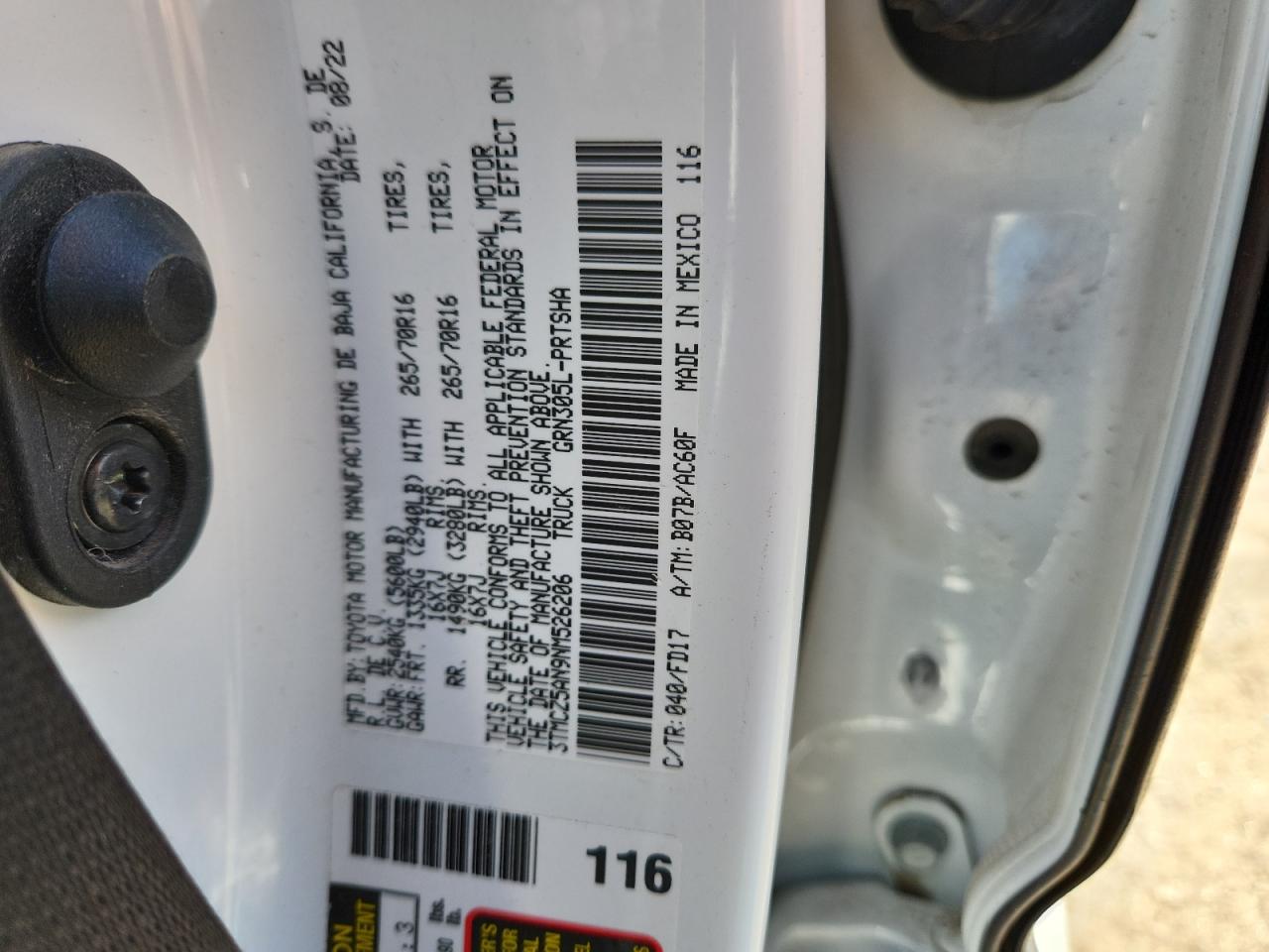 2022 Toyota Tacoma Double Cab VIN: 3TMCZ5AN9NM526206 Lot: 80532335