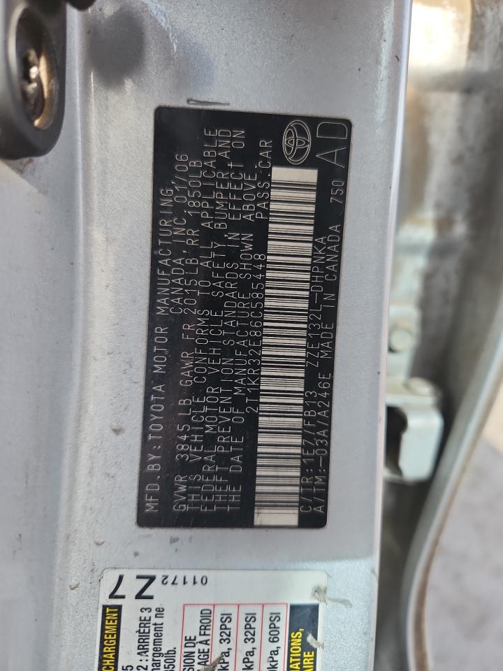 2006 Toyota Corolla Matrix Xr VIN: 2T1KR32E86C585448 Lot: 70400235