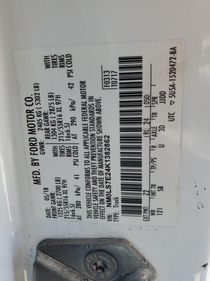 2019 Ford Transit Connect Xl VIN: NM0LS7E24K1382862 Lot: 70543725