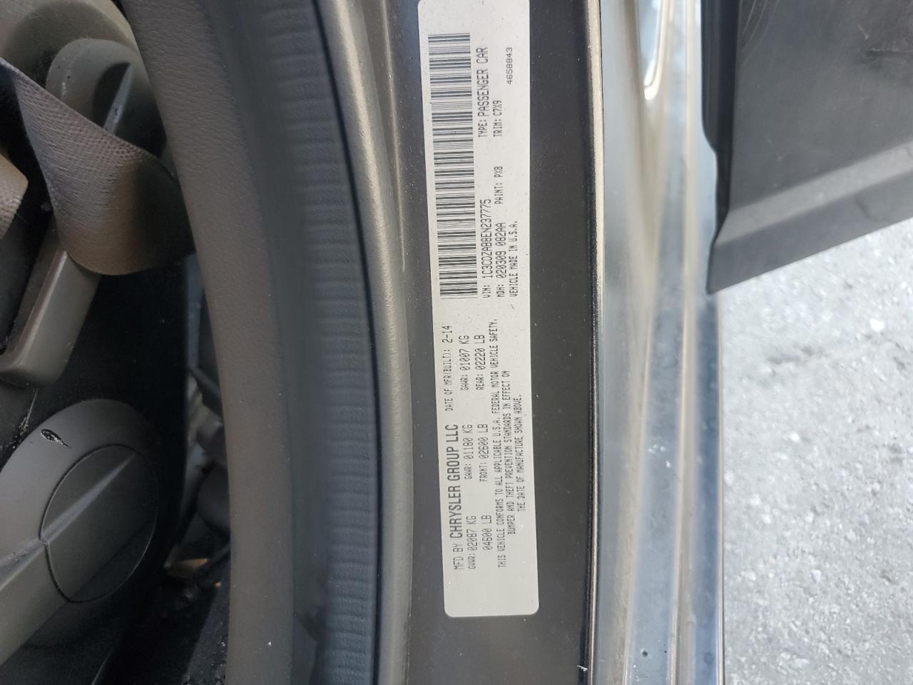 2014 Dodge Avenger Se VIN: 1C3CDZAB8EN237775 Lot: 71387375