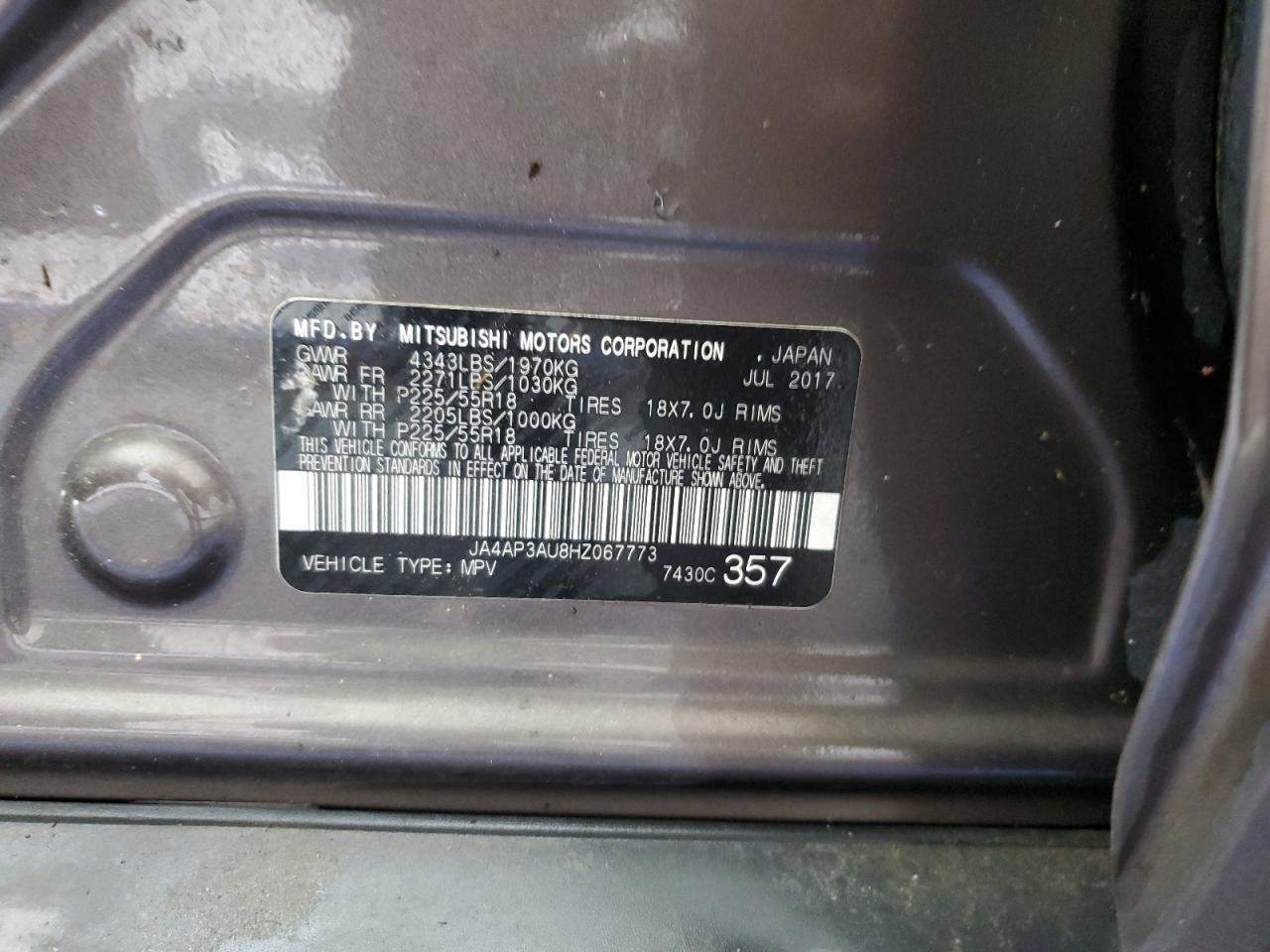 2017 Mitsubishi Outlander Sport Es VIN: JA4AP3AU8HZ067773 Lot: 81458775