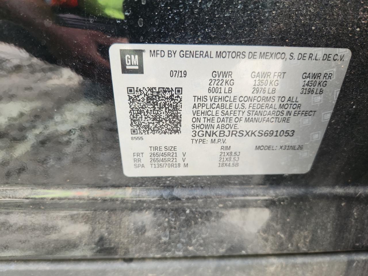 2019 Chevrolet Blazer Rs VIN: 3GNKBJRSXKS691053 Lot: 81036155