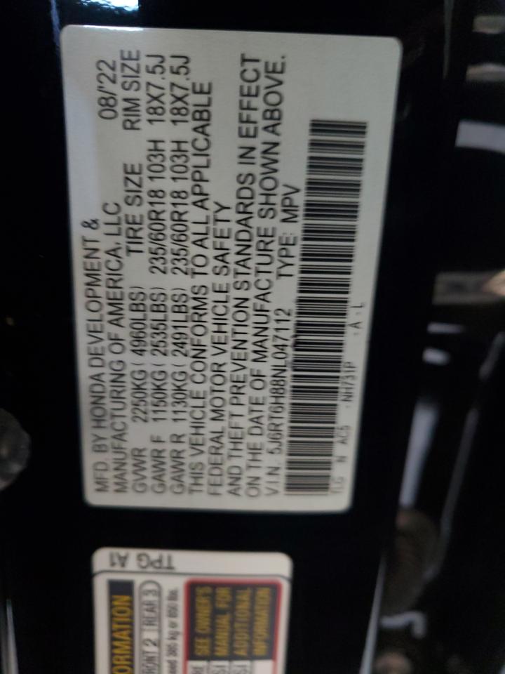 2022 Honda Cr-V Exl VIN: 5J6RT6H88NL047112 Lot: 81506135