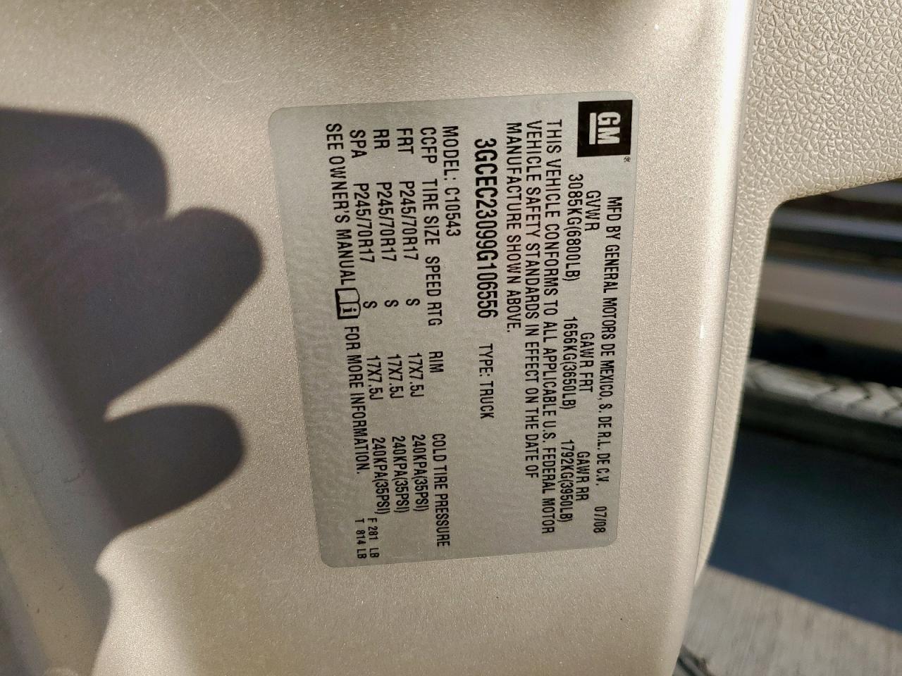 2009 Chevrolet Silverado C1500 Lt VIN: 3GCEC23099G106556 Lot: 80099885