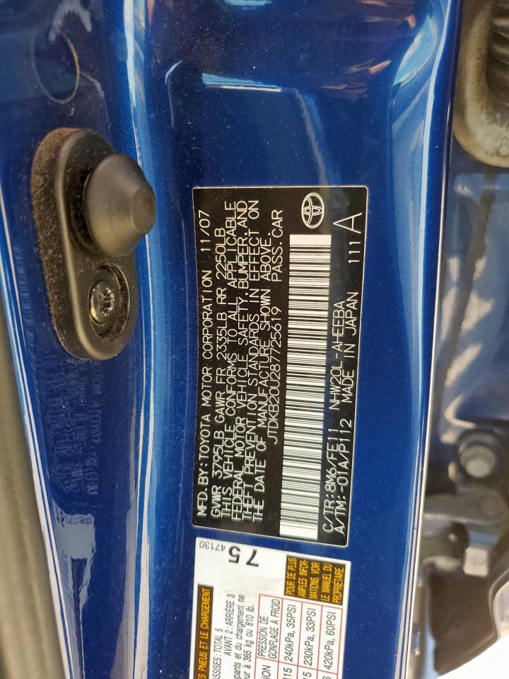 2008 Toyota Prius VIN: JTDKB20U287725619 Lot: 71467115