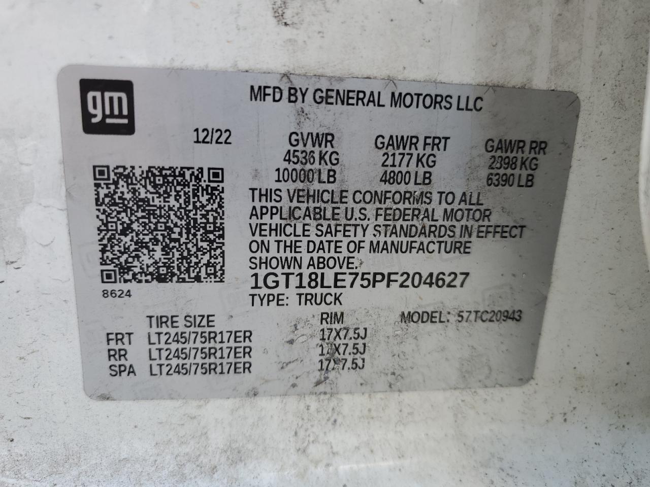 2023 GMC Sierra C2500 Heavy Duty VIN: 1GT18LE75PF204627 Lot: 82120275