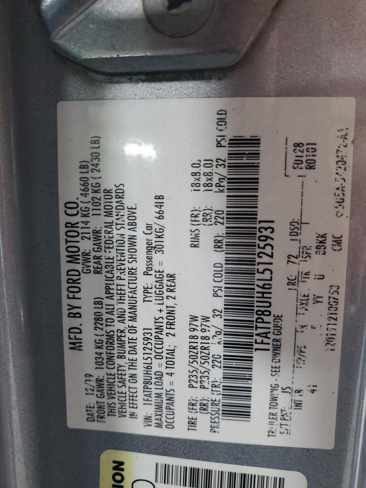 2020 Ford Mustang VIN: 1FATP8UH6L5125931 Lot: 71154685