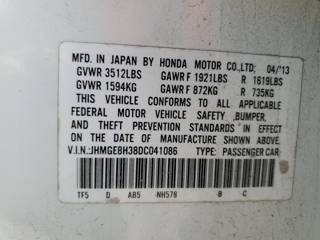 2013 Honda Fit VIN: JHMGE8H38DC041086 Lot: 71946955