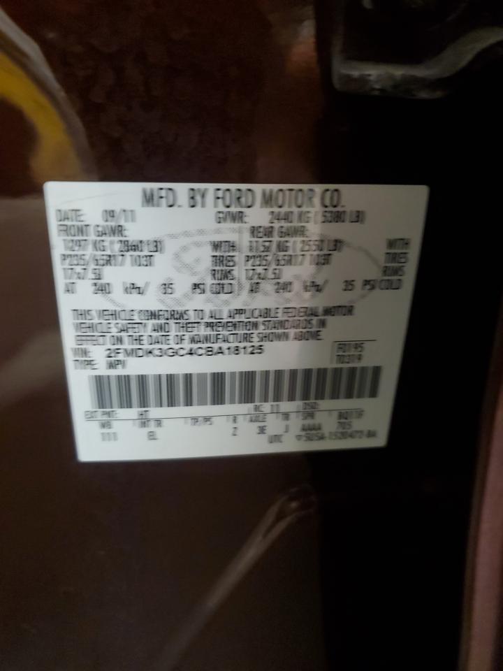 2012 Ford Edge Se VIN: 2FMDK3GC4CBA18125 Lot: 80324435