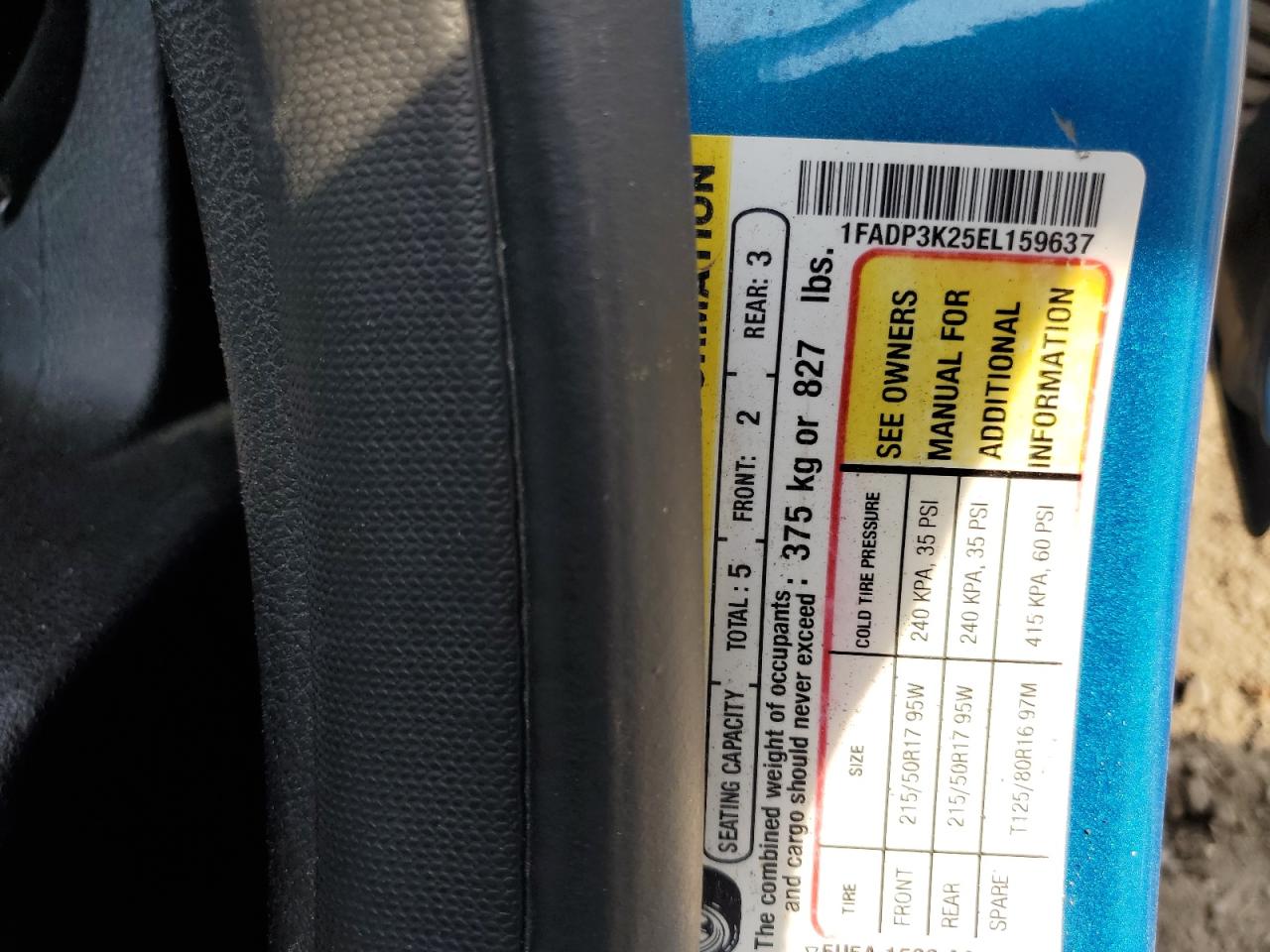 2014 Ford Focus Se VIN: 1FADP3K25EL159637 Lot: 80167455