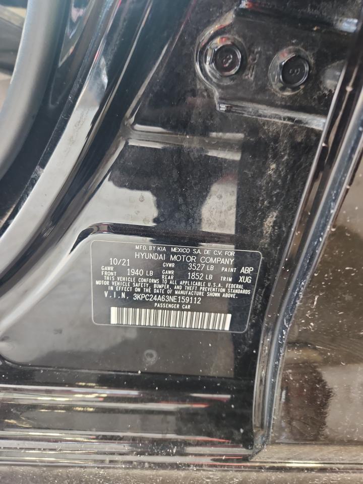 2022 Hyundai Accent Se VIN: 3KPC24A63NE159112 Lot: 81684455
