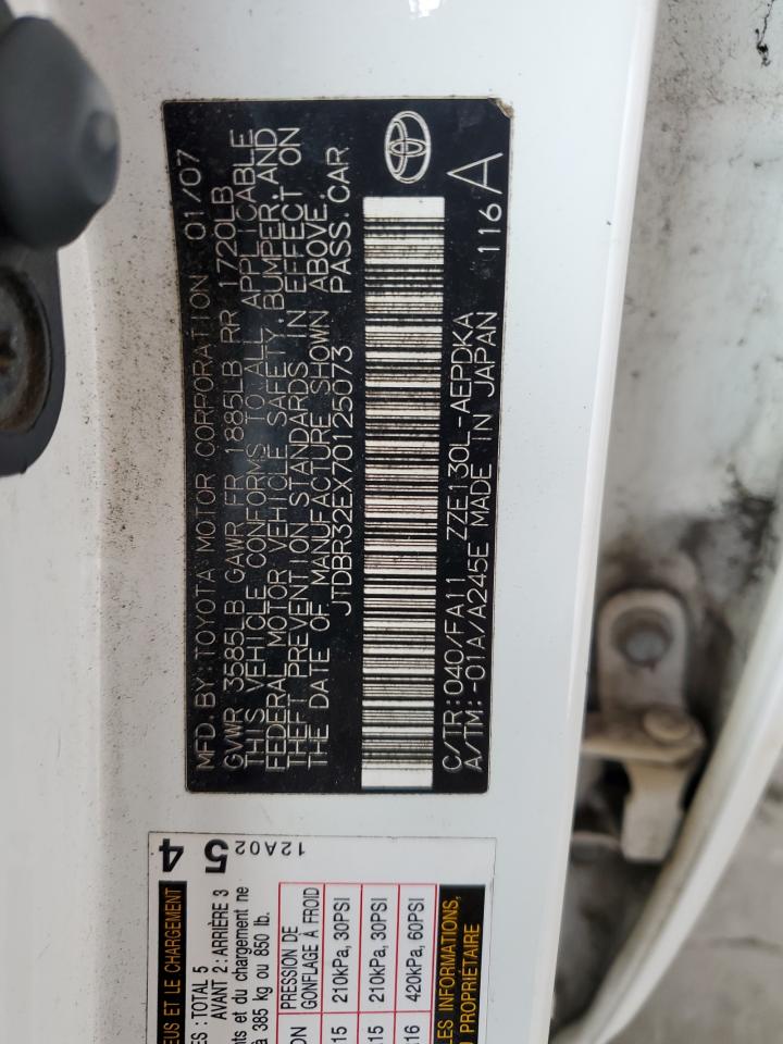 2007 Toyota Corolla Ce VIN: JTDBR32EX70125073 Lot: 80011865