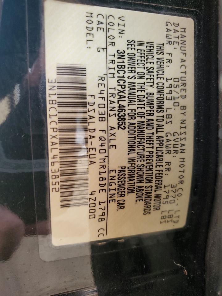 2010 Nissan Versa S VIN: 3N1BC1CPXAL463852 Lot: 81499035